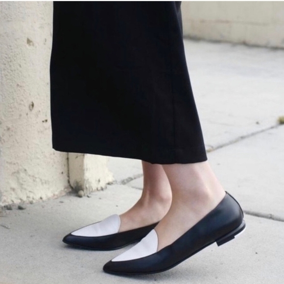 Everlane Shoes - Everlane Elegant Leather Black and White Loafers 6.5